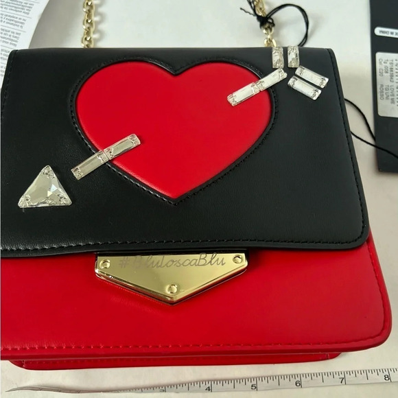 Tosca Blu Red Heart Small Multicolor Red Black  Flap Crossbody Shoulder Bag NWT - Picture 6 of 12